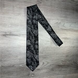 Vintage Canadian Arrow slim tie grey and black silver abstract pattern polyester